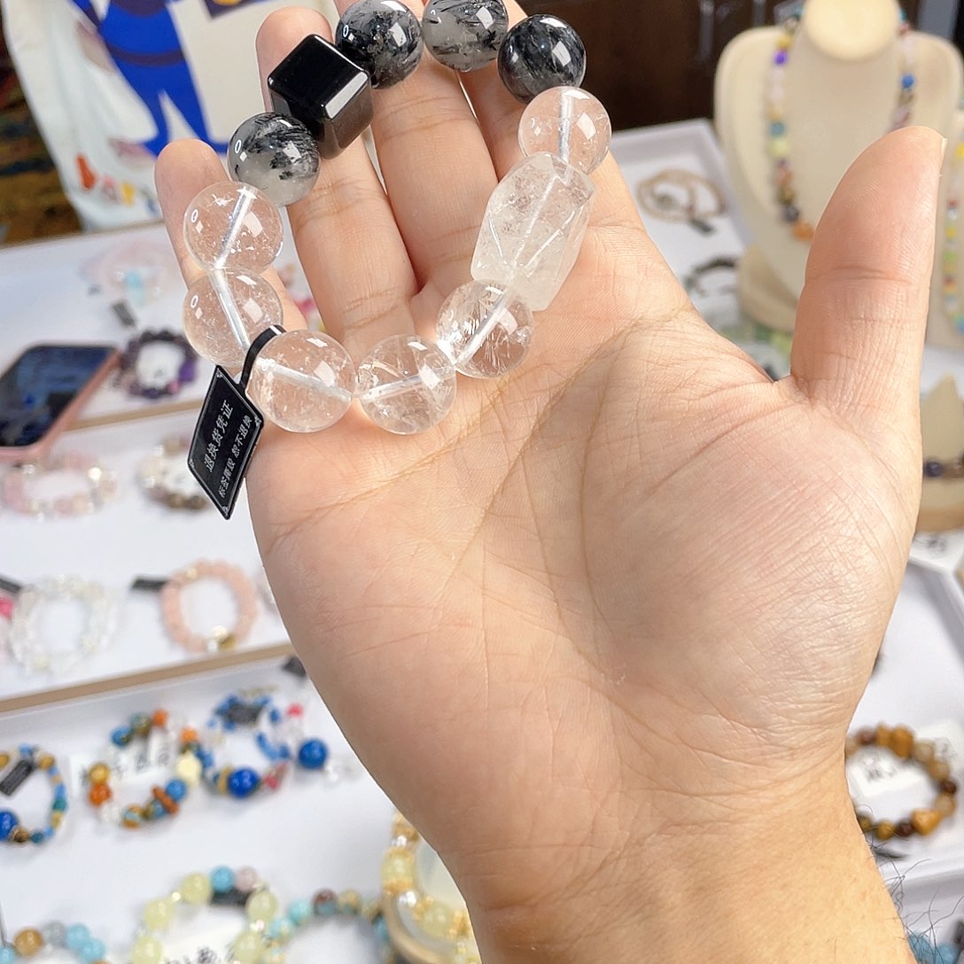 水晶手链银S925镀金镶嵌