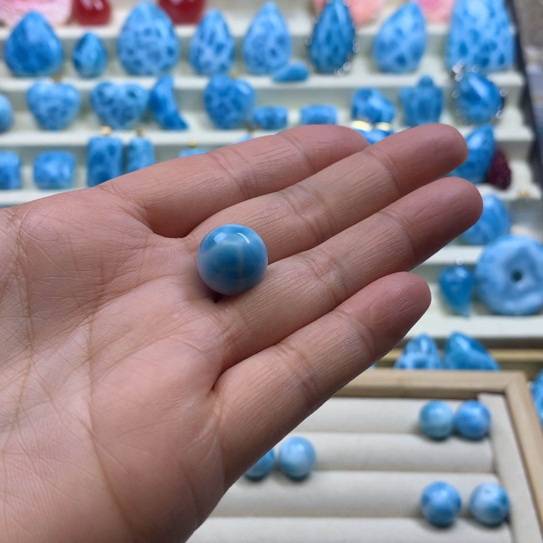 针钠钙石（海纹石）珠宝半成品未镶嵌刘*心