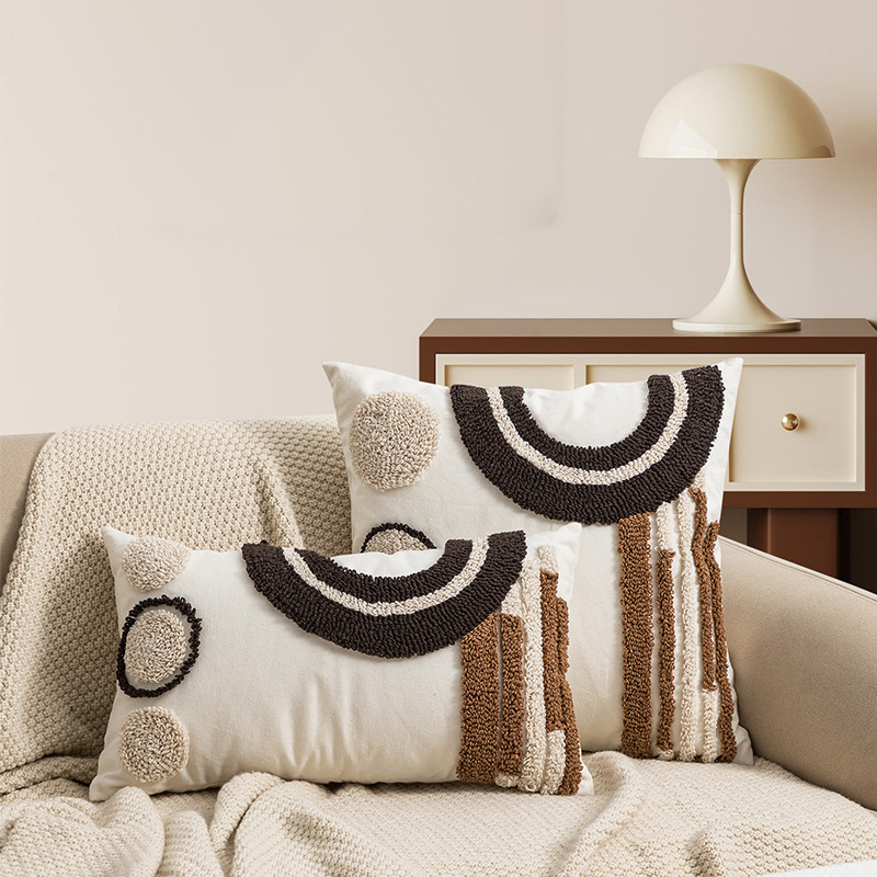 民族风波西米亚圈绒棉麻刺绣抱枕套家用沙发民宿枕靠方形简约卧室