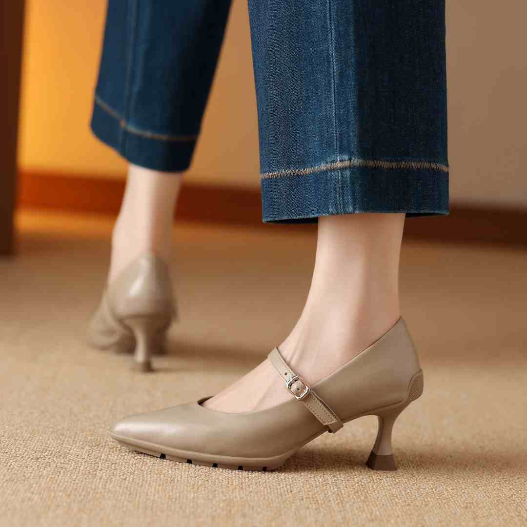 邓老板【暴走王】5.8cm羊皮厚底2025新款气质百搭尖头高跟单鞋3302