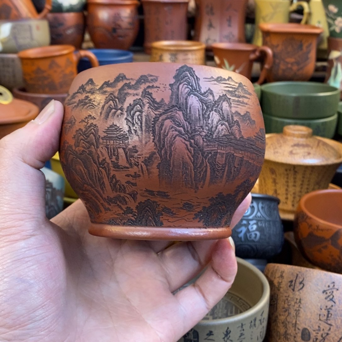 紫砂杯子宜兴全手工紫砂杯