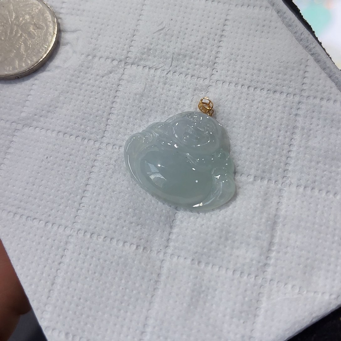 翡翠吊坠(不含链)18K金镶嵌