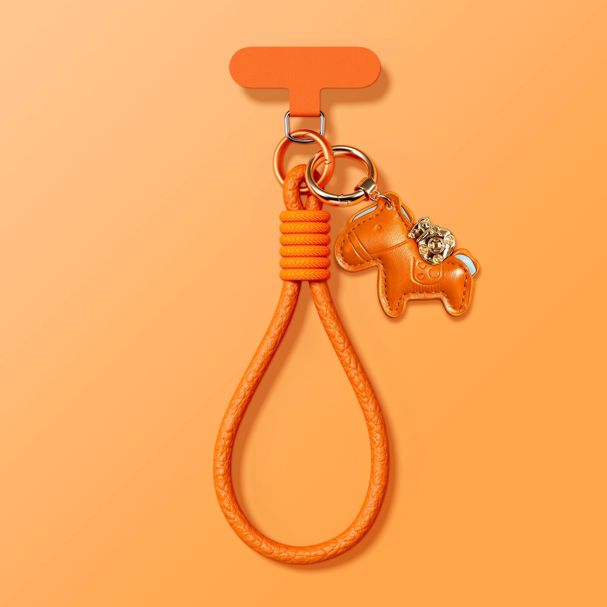 手机壳挂绳斜挎新款手腕编织短绳防丢橙色便携女高档垫片双扣绳女