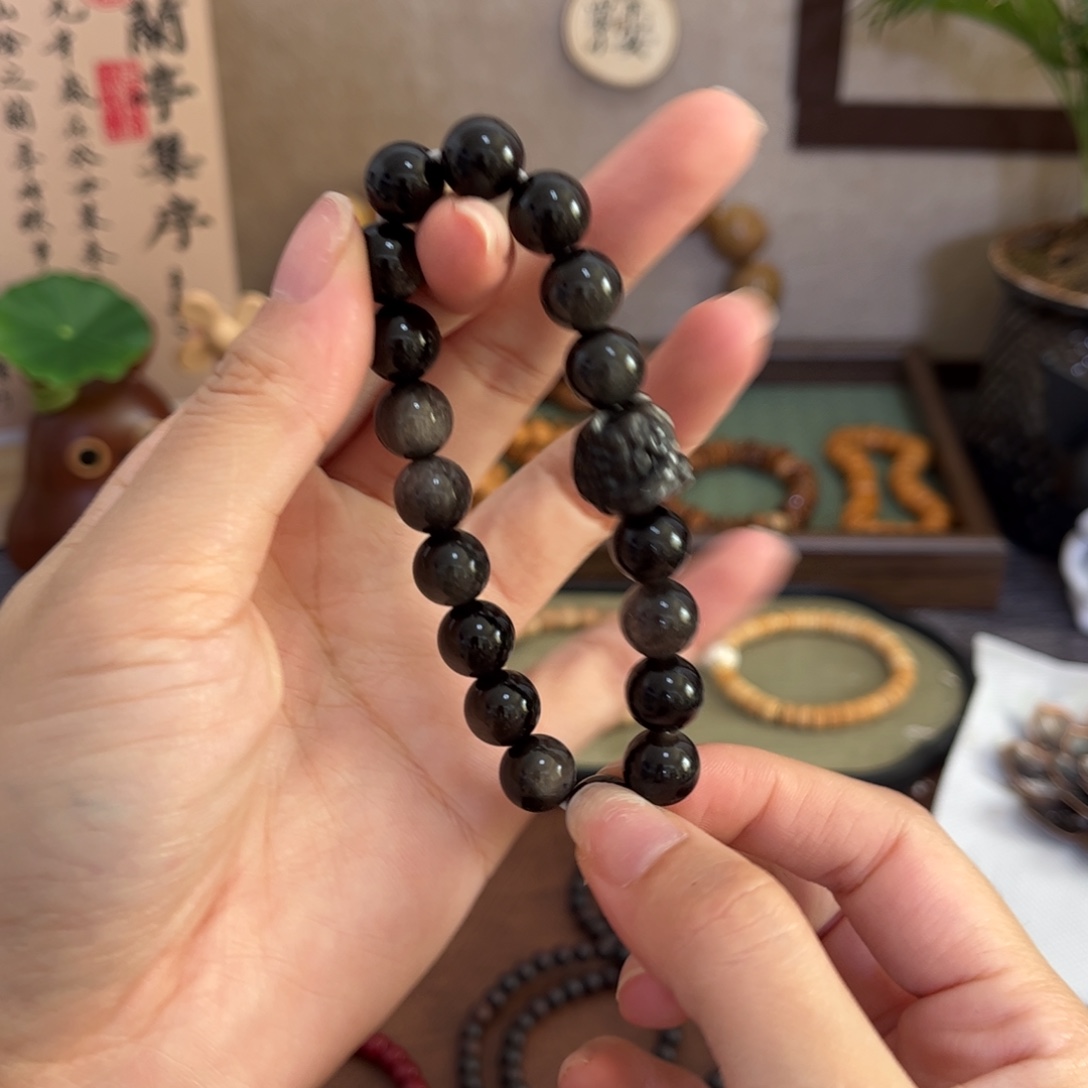 手串白玉菩提银醒狮1.0单圈