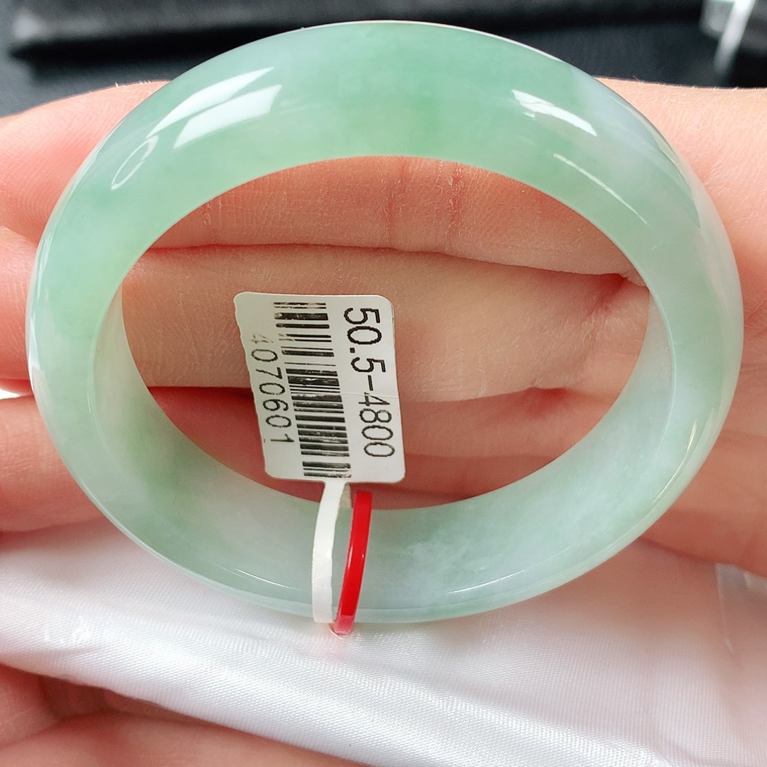 翡翠手镯未镶嵌宽板冰绿正圈50圈口 25号