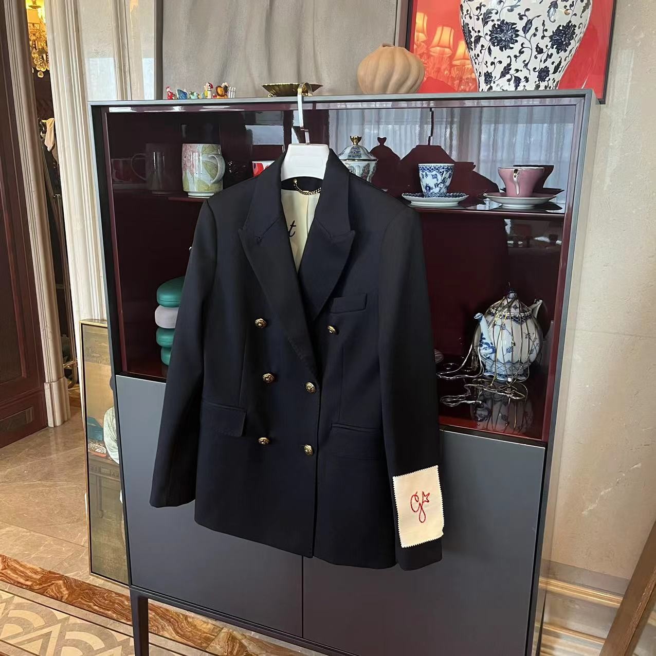 MYL 休闲双排扣西装2023春季新品长袖翻领时尚宽松气质通勤上衣