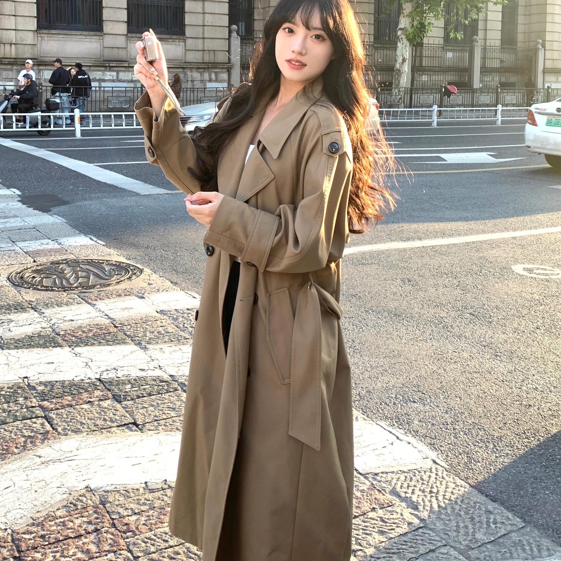 乳白色风衣外套女加长款2025新款早春秋韩系高个子高级感英伦大衣