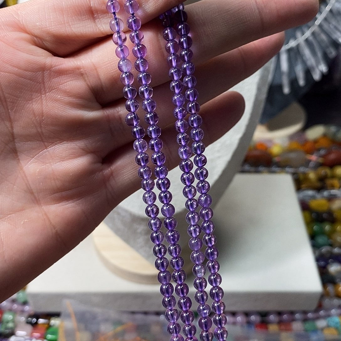 石英质玉未镶嵌，高品天然紫水晶4mm，