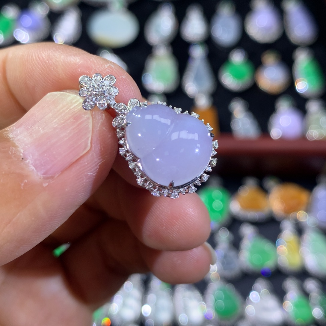 翡翠18K金镶嵌吊坠(不含链)