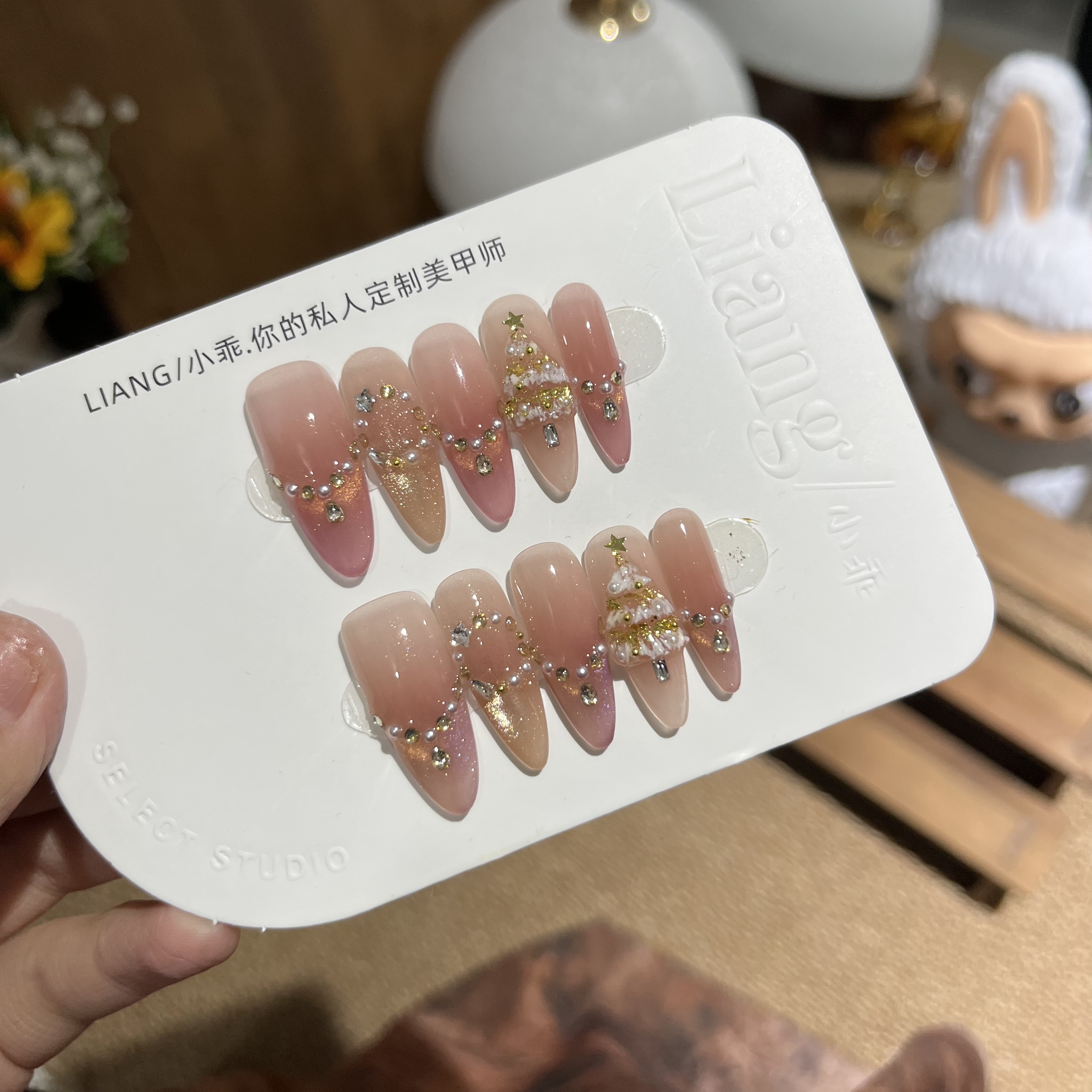  【圣诞欢歌】高端 纯手工 定制 穿戴甲 轻奢美甲显白气质穿戴式