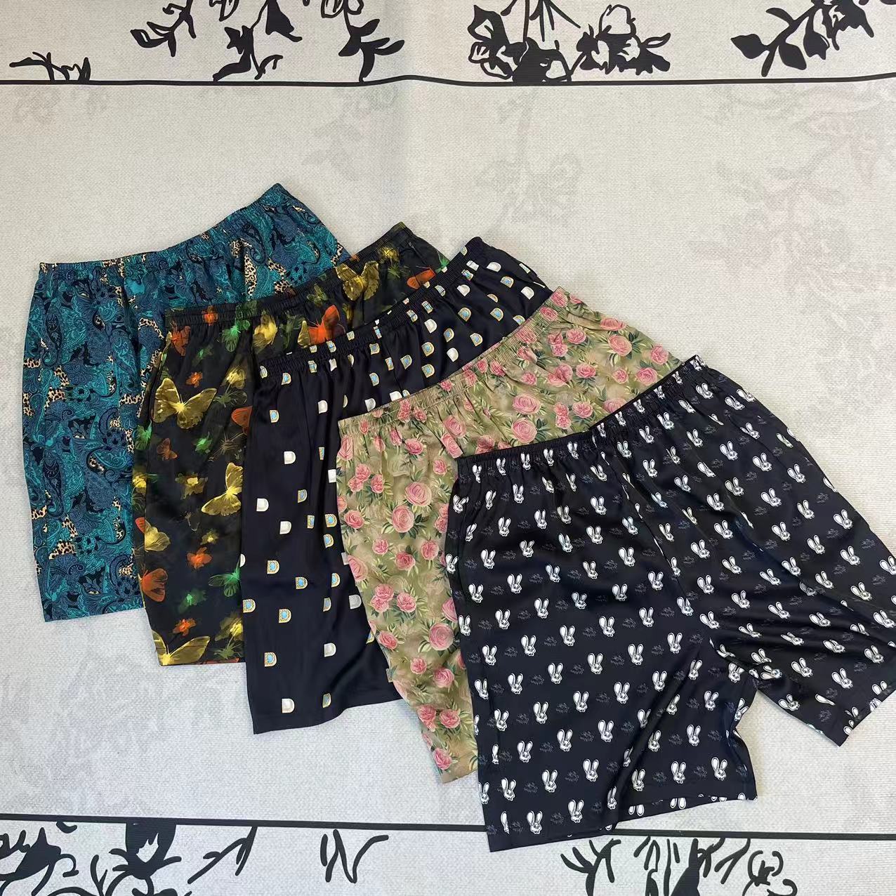 编号C链接 桑蚕丝五分居家外穿休闲百搭宽松时尚碎花休闲印花