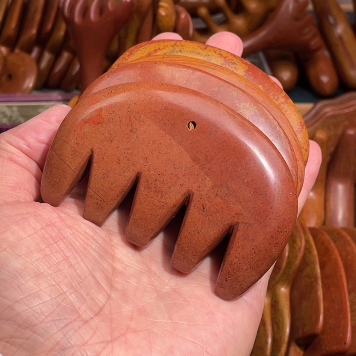 红砭石精品款中号五齿按摩梳