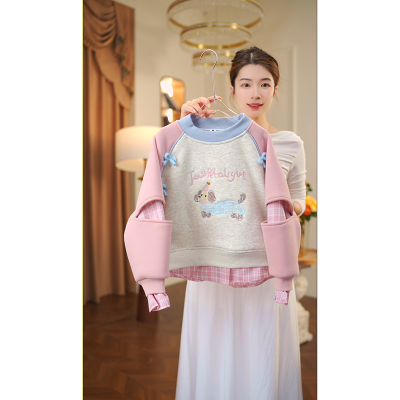 【现货】女童2025冬款加绒卫衣中大童冬季新款洋气儿童冬装3286