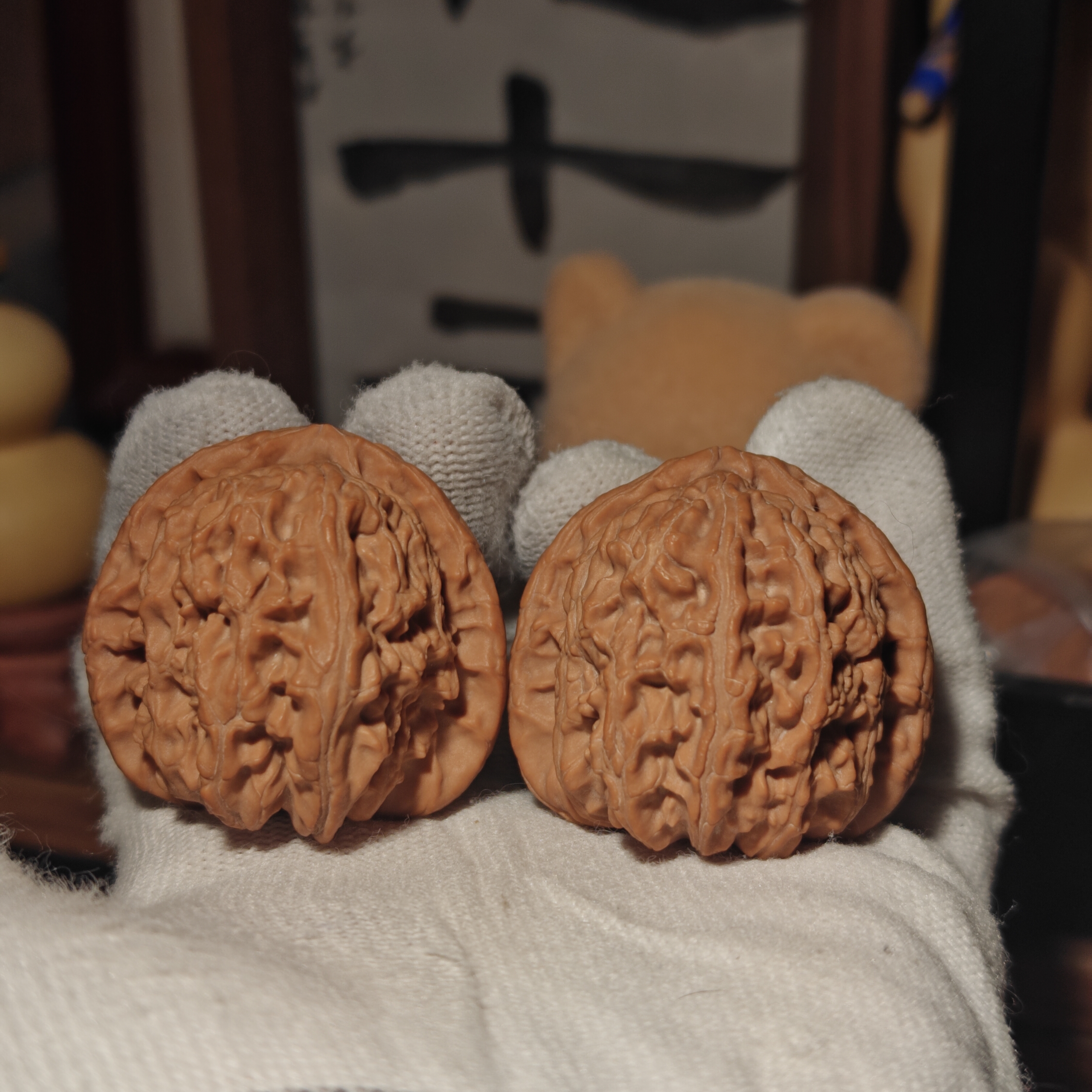 化十猿女生文玩｜三角白狮子头核桃边40+肚41+高37+全品无修47克