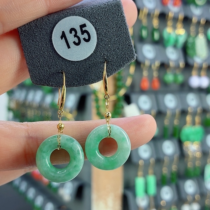 翡翠18K金镶嵌耳饰耳饰