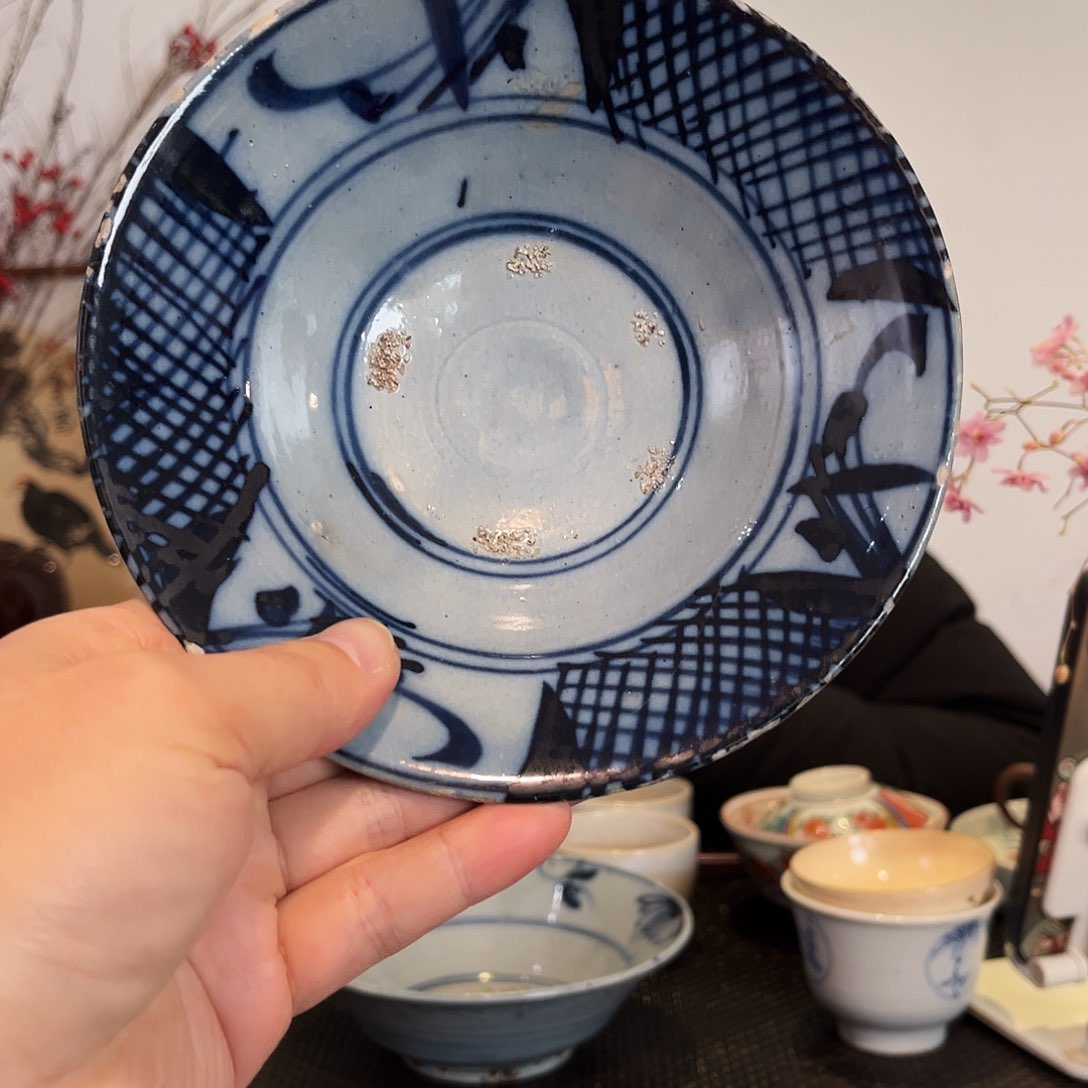 古青花兰花纹青花碗