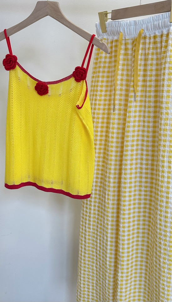 撞色格子裤女显瘦宽松抽绳休闲Ins高腰垂感拖地裤