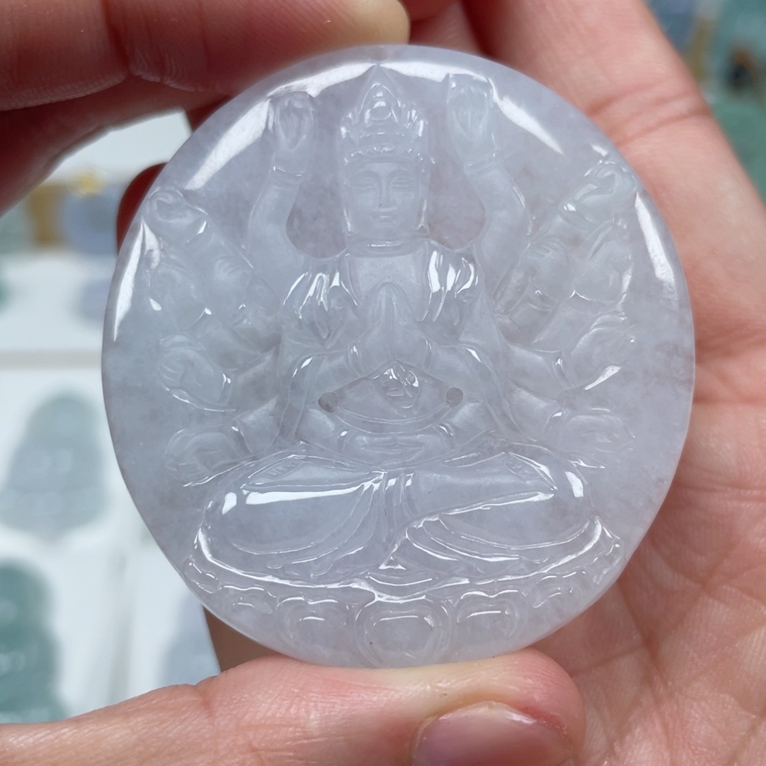 翡翠颈饰未镶嵌天然缅甸翡翠A货千手观音G号