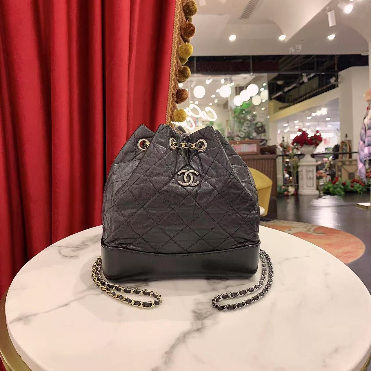 95新 Chanel/香奈儿 GGS流浪双肩包小号黑银油蜡牛皮芯片23662045