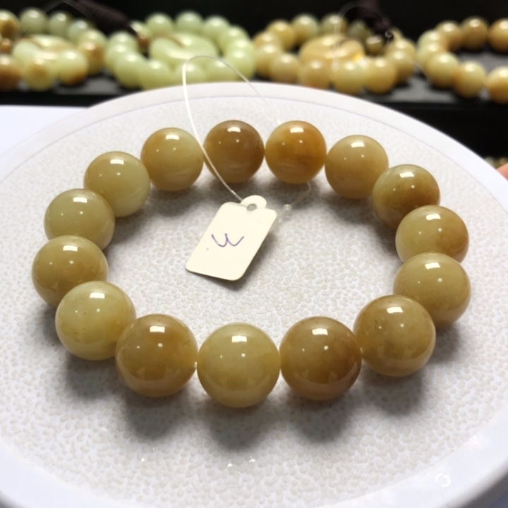 和田玉手串未镶嵌卡14