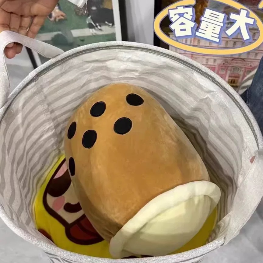 (条纹手提收纳篮)日系简约条纹家用衣服整理可折叠脏衣收纳篮Z