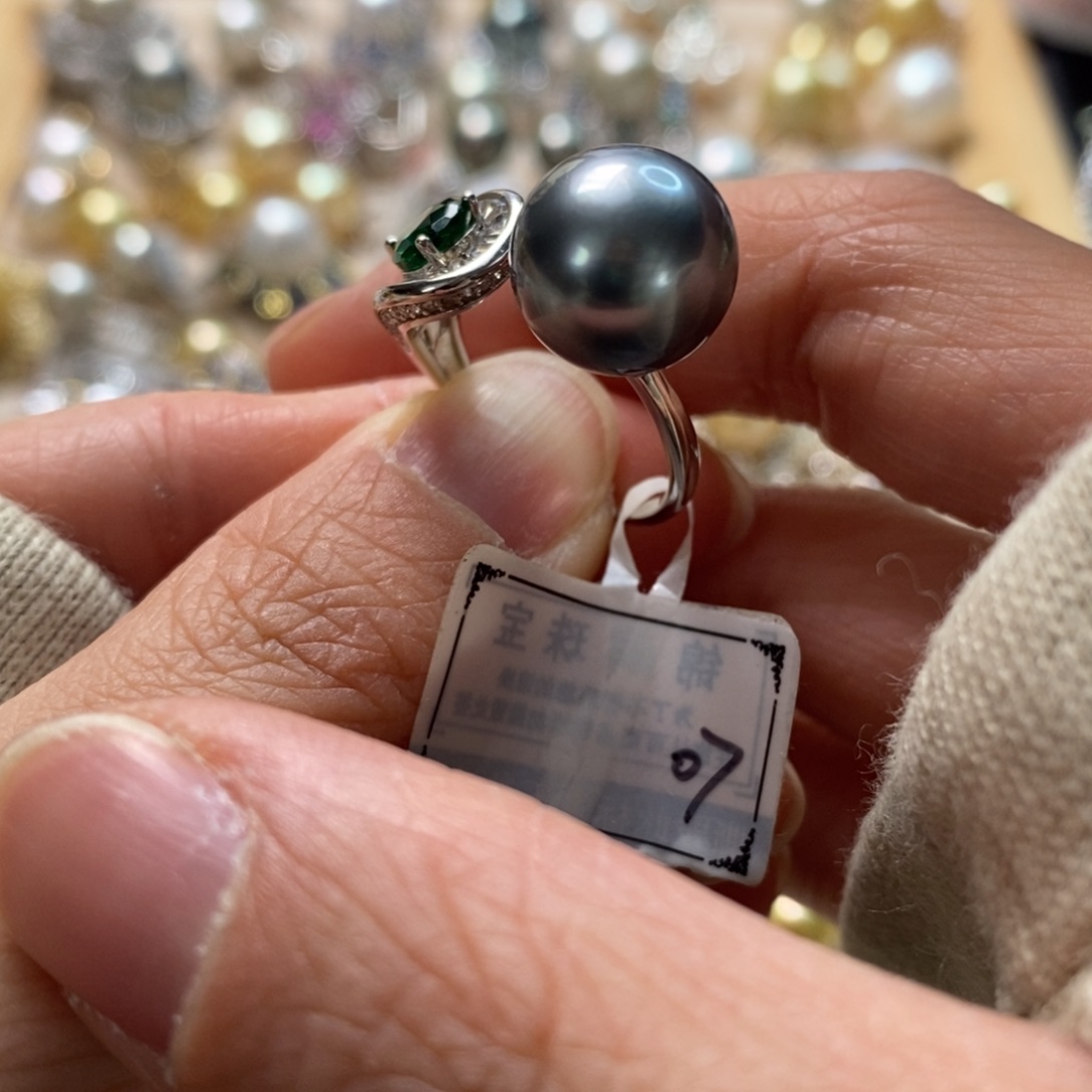 海水珍珠戒圈银S925镶嵌