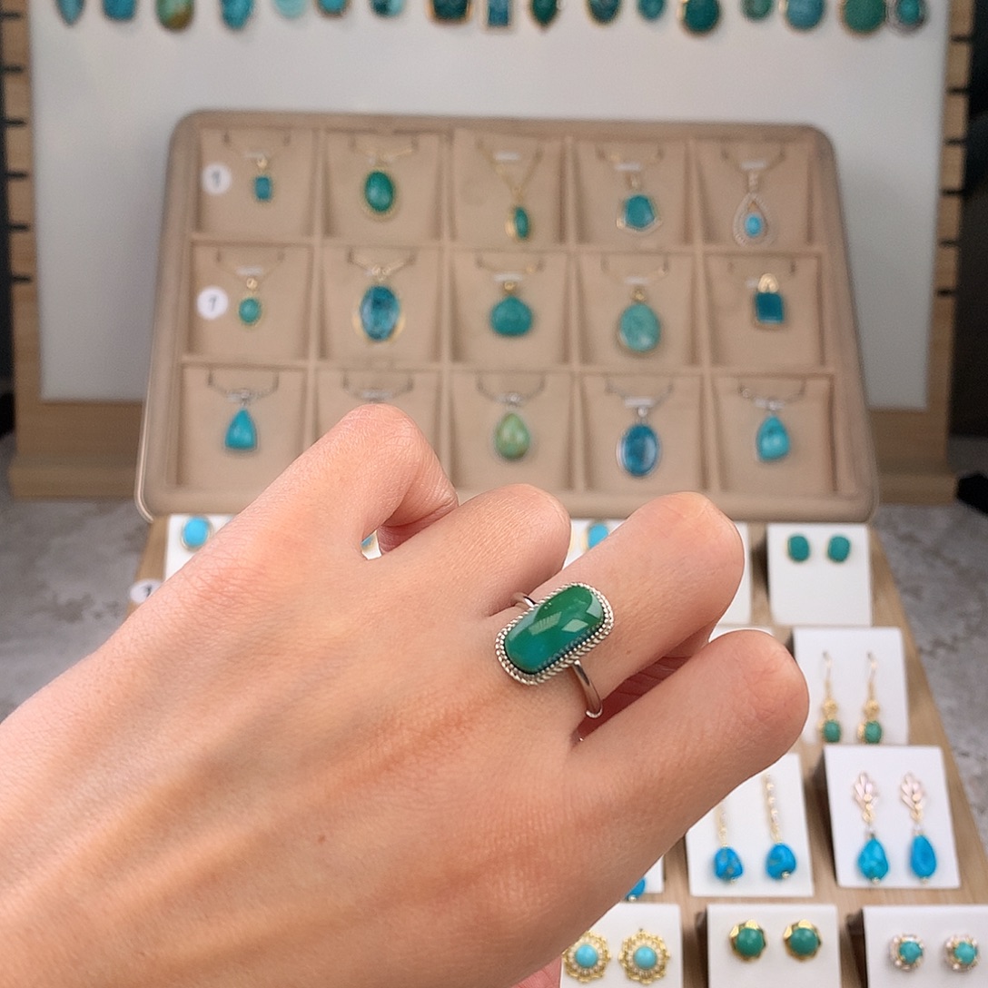 绿松石银S925镶嵌戒指