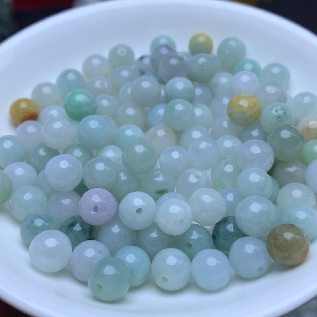 【闪购商品】翡翠手链未镶嵌卡7.8冰三彩26个