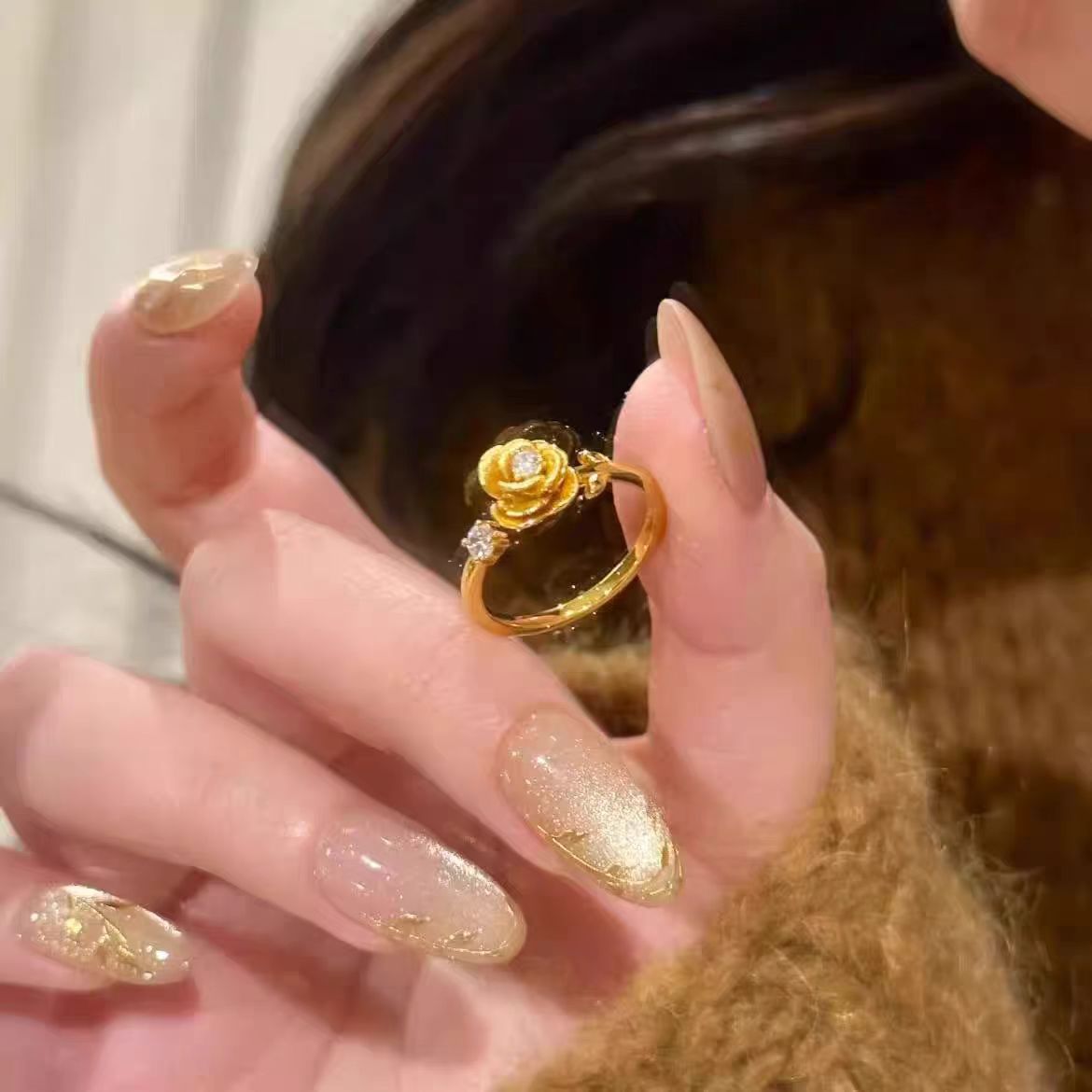 18K金豪镶伯爵之花玫瑰钻戒经典百搭款配件