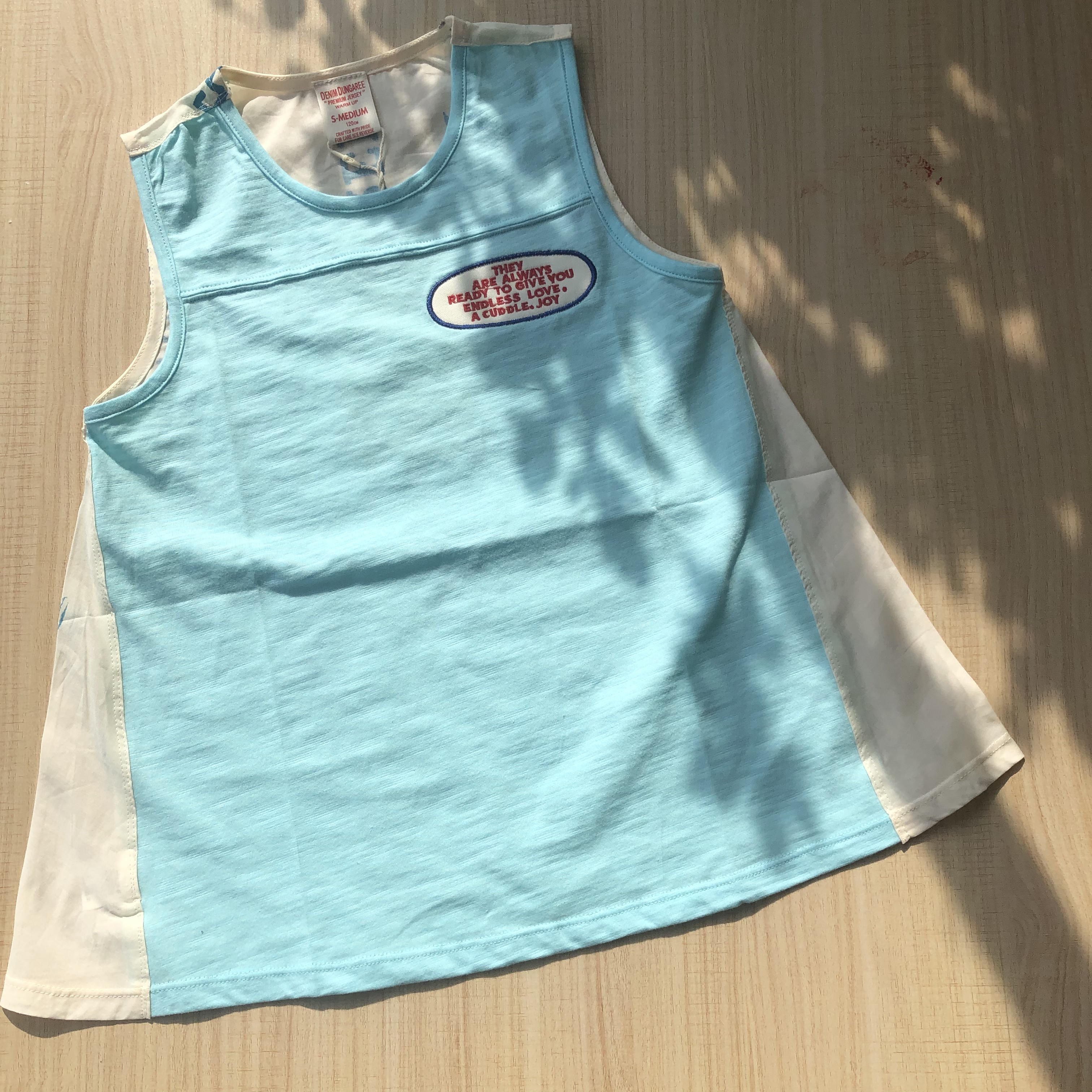 【DX现货】（清）儿童夏季DD竹节棉拼接棉质撞色字母印花A字无袖背心