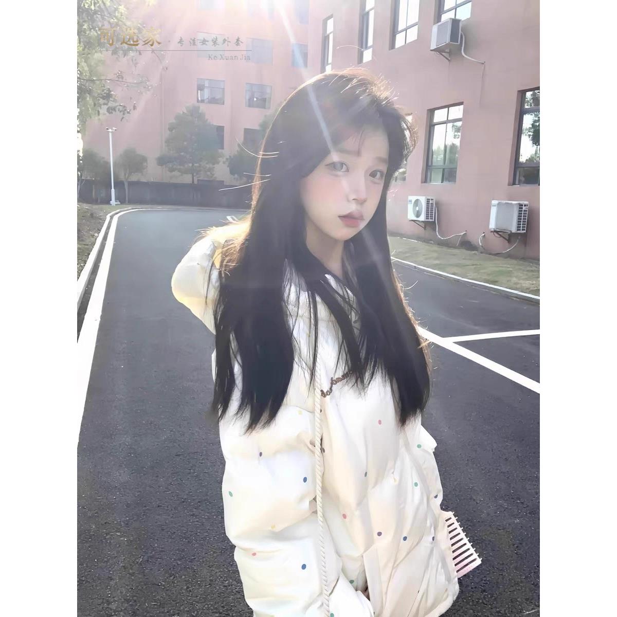 学院风可拆卸小熊可爱棉服外套女冬季加厚保暖可爱波点面包服棉衣