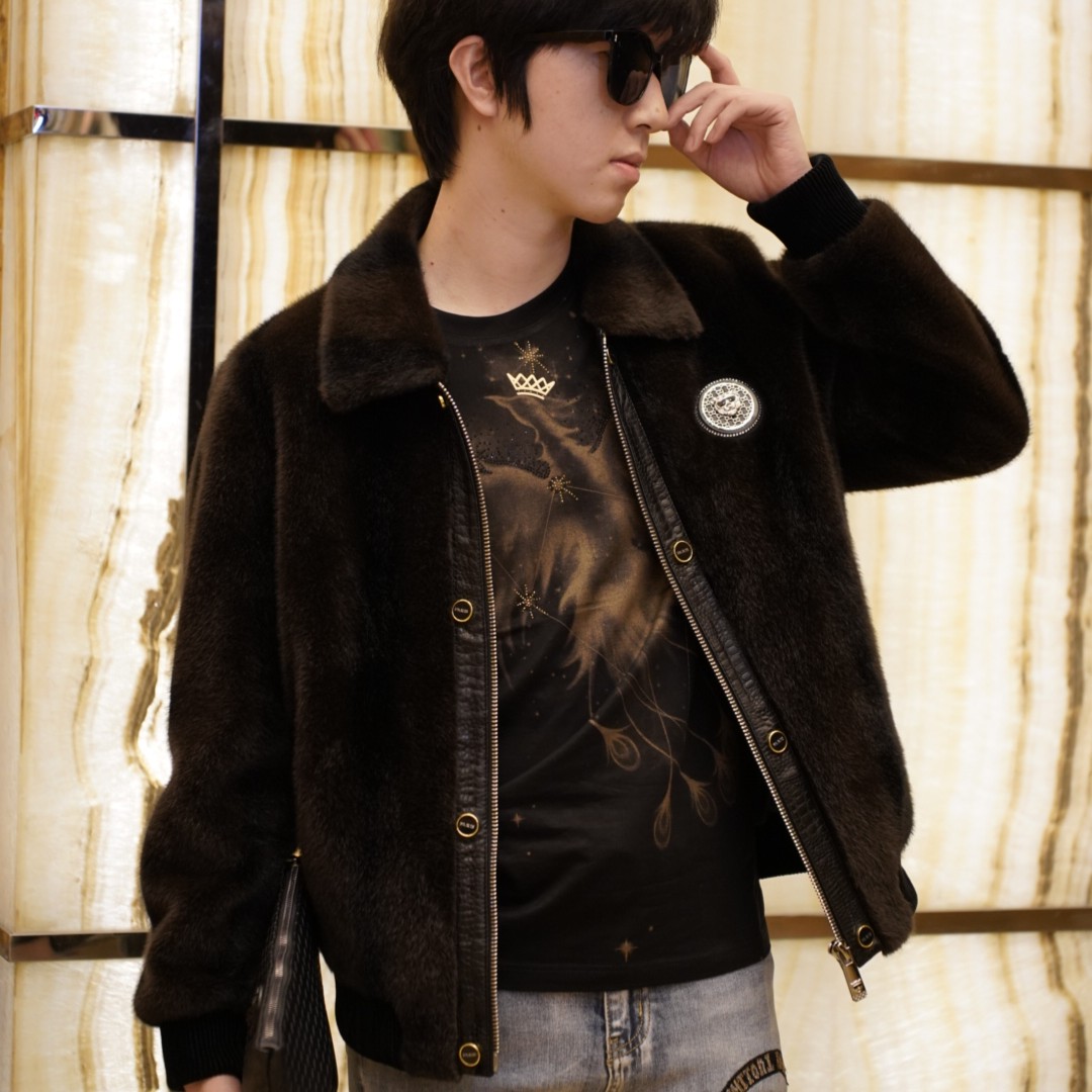 2024年秋冬双排扣欧货轻奢黑色时尚潮流加厚休闲男外套翻领保暖