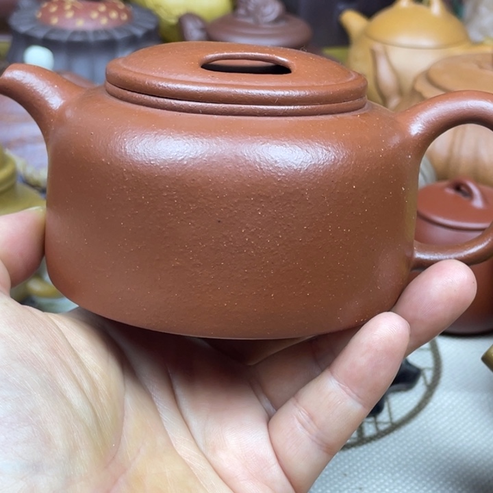 茶壶紫砂紫砂壶红降坡粗砂牛盖莲子280cc