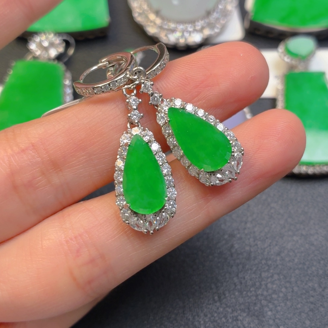 我***涛翡翠银S925镶嵌吊坠(不含链)耳坠