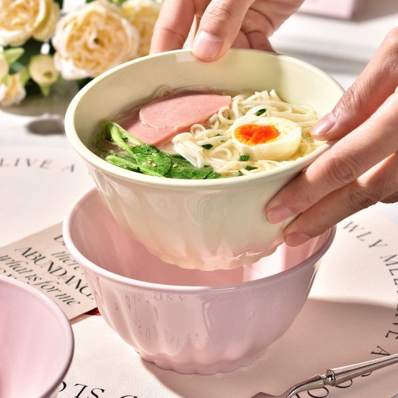 7.5英寸雅枫碗家用陶瓷大汤碗面碗奶油风大碗简约创意网红沙拉碗