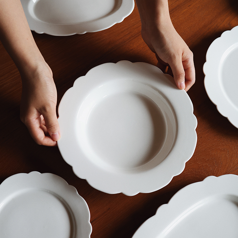 【瑕疵】Camus say白茶花系列-9英寸汤盘 22.8×16×3.5cm 400ml