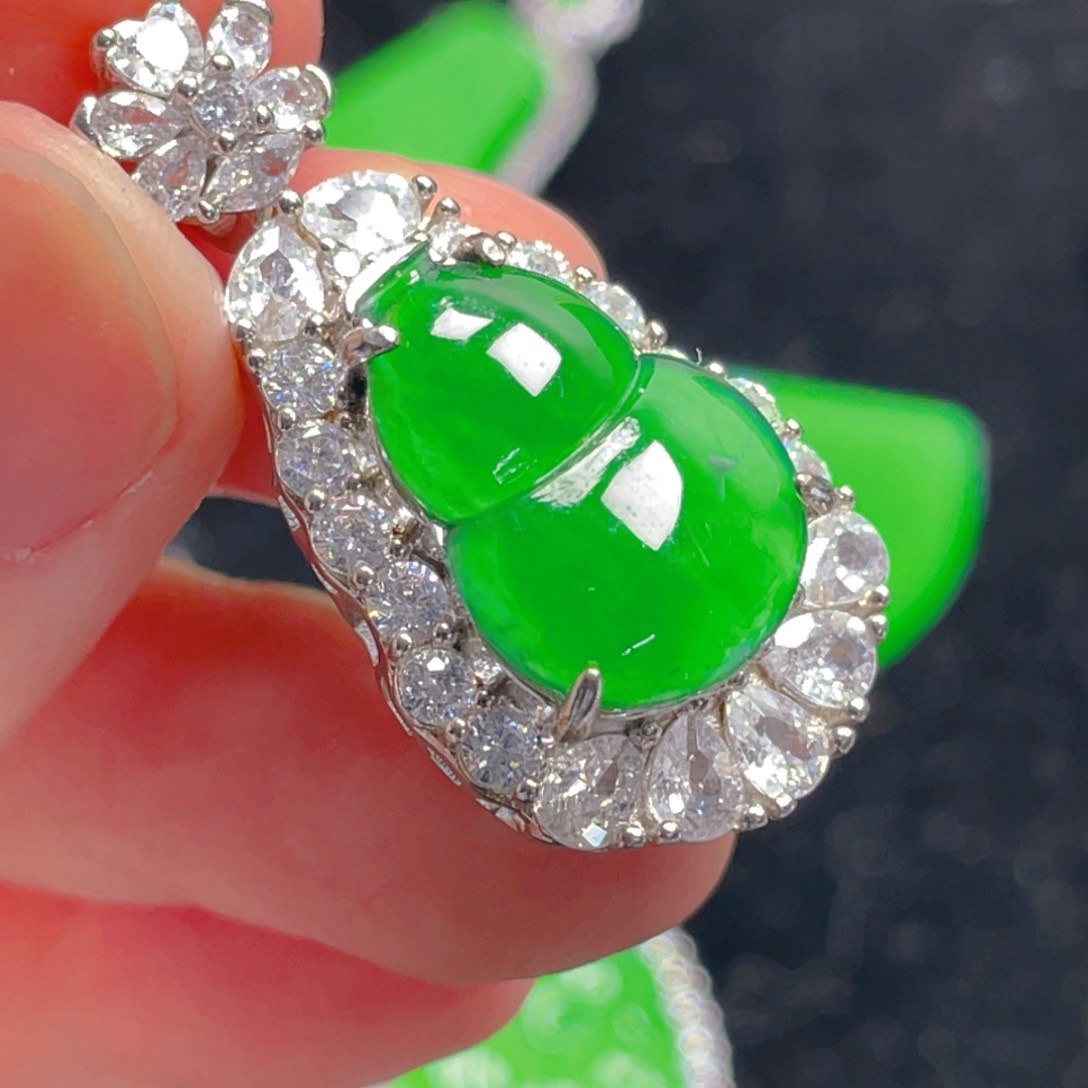 翡翠吊坠(不含链)银S925镶嵌