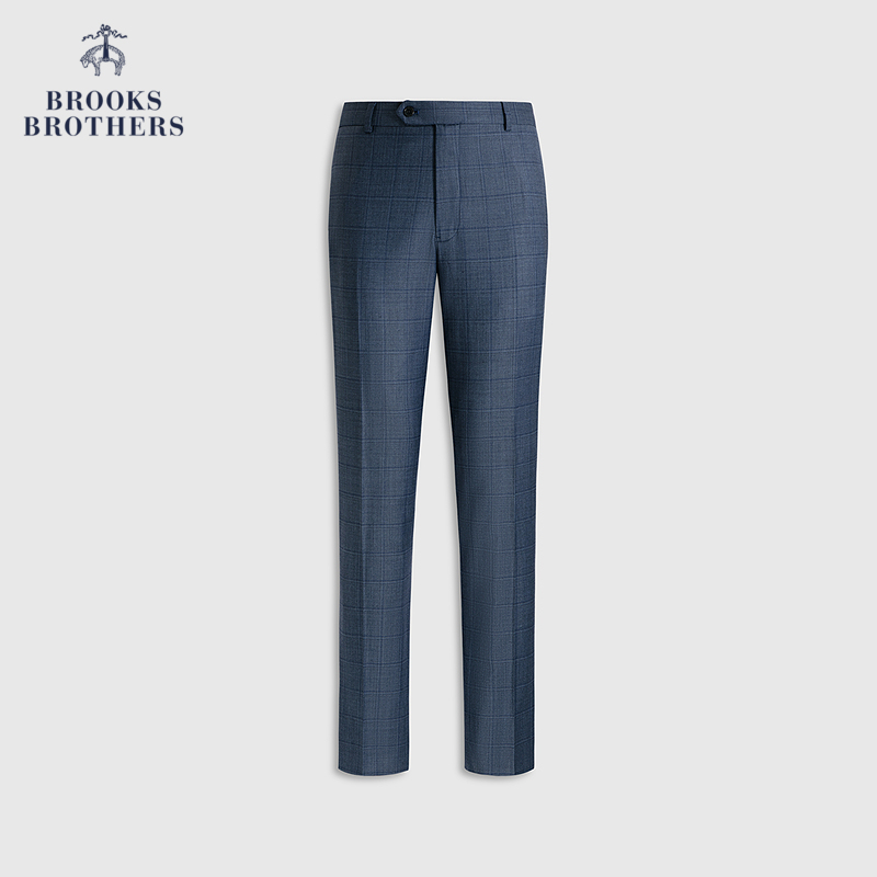Brooks Brothers/布克兄弟男士25春夏新款绵羊毛英伦格纹复古西裤