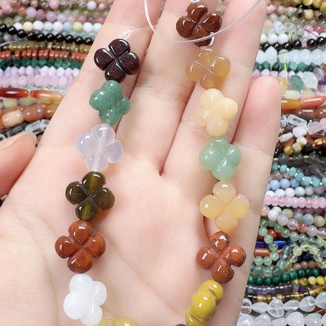 玛瑙/玉髓合金珠宝半成品四叶花花短条一条