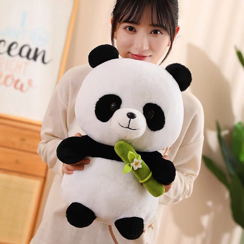 可爱熊猫竹子公仔抱枕一个40cm超软抱枕靠垫破损补发