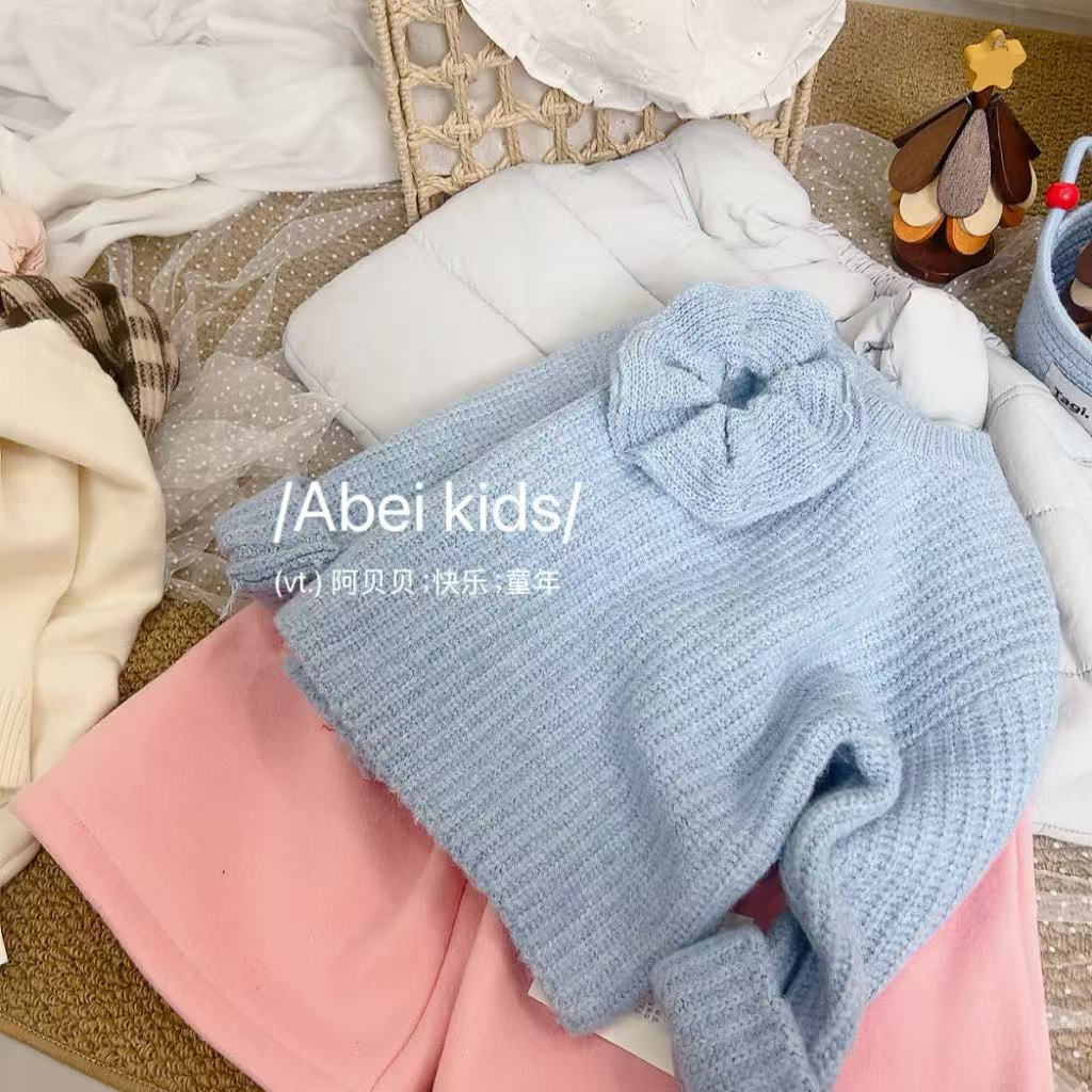 预售【064】金珍妮2530天蓝色毛衣带发圈童装