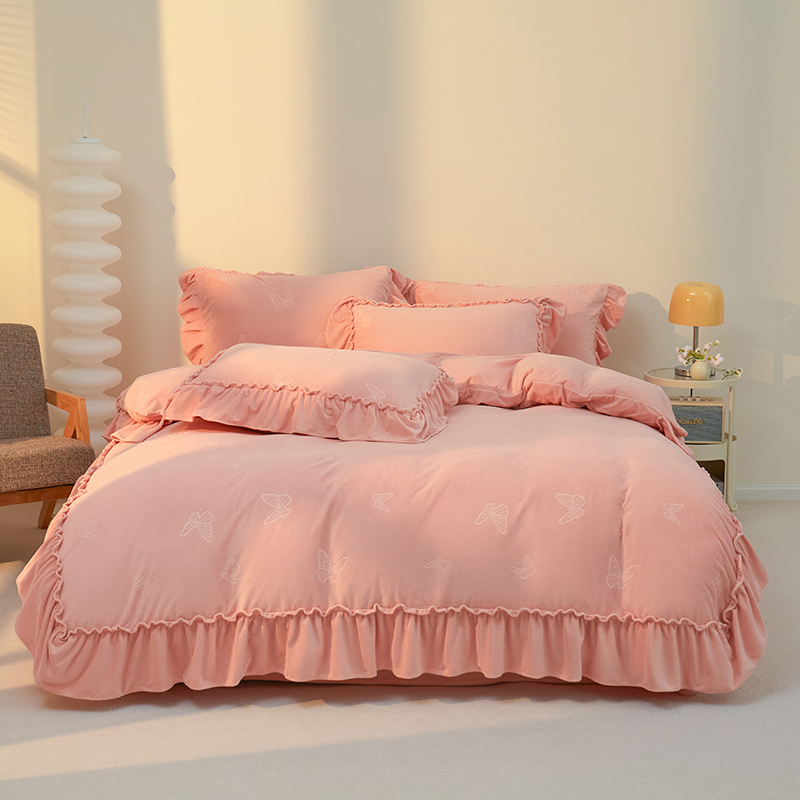 法式冬季高克重宝宝绒四件套加厚多功能公主双面被套床单床上用品