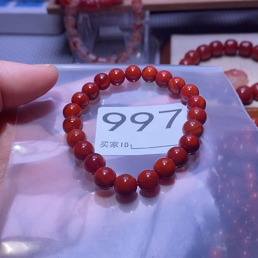 点***喵南红玛瑙未镶嵌手串卡8