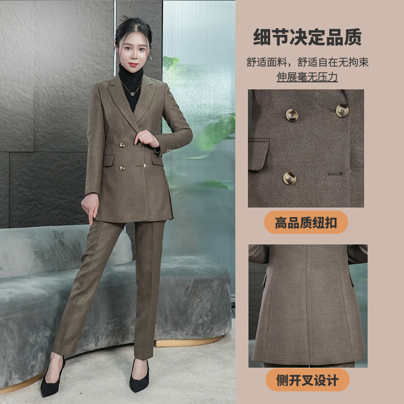 Falaibang/法莱邦152咖黑双色小脚裤型毛呢西装套装