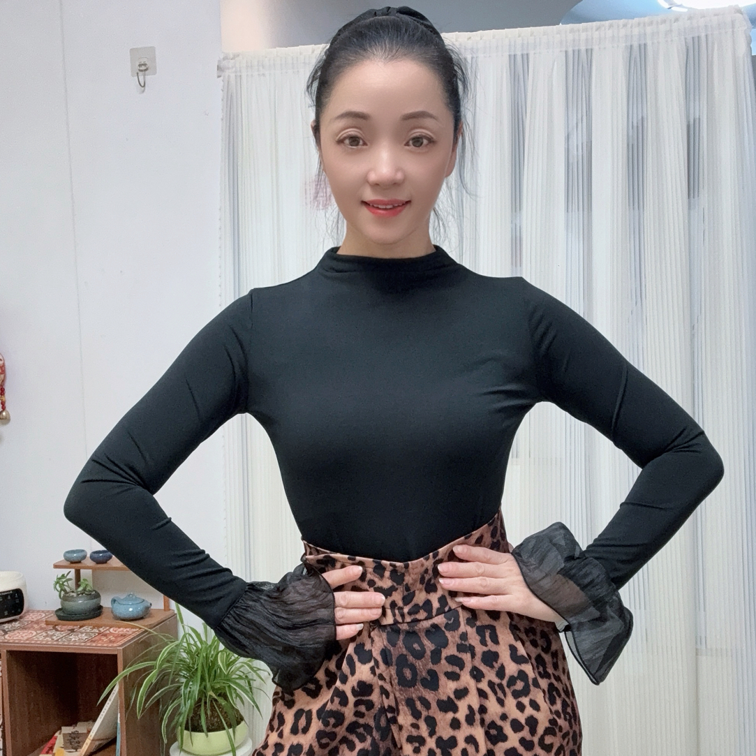 【惠莹】新款半高领显瘦摩登拉丁舞蹈连体衣