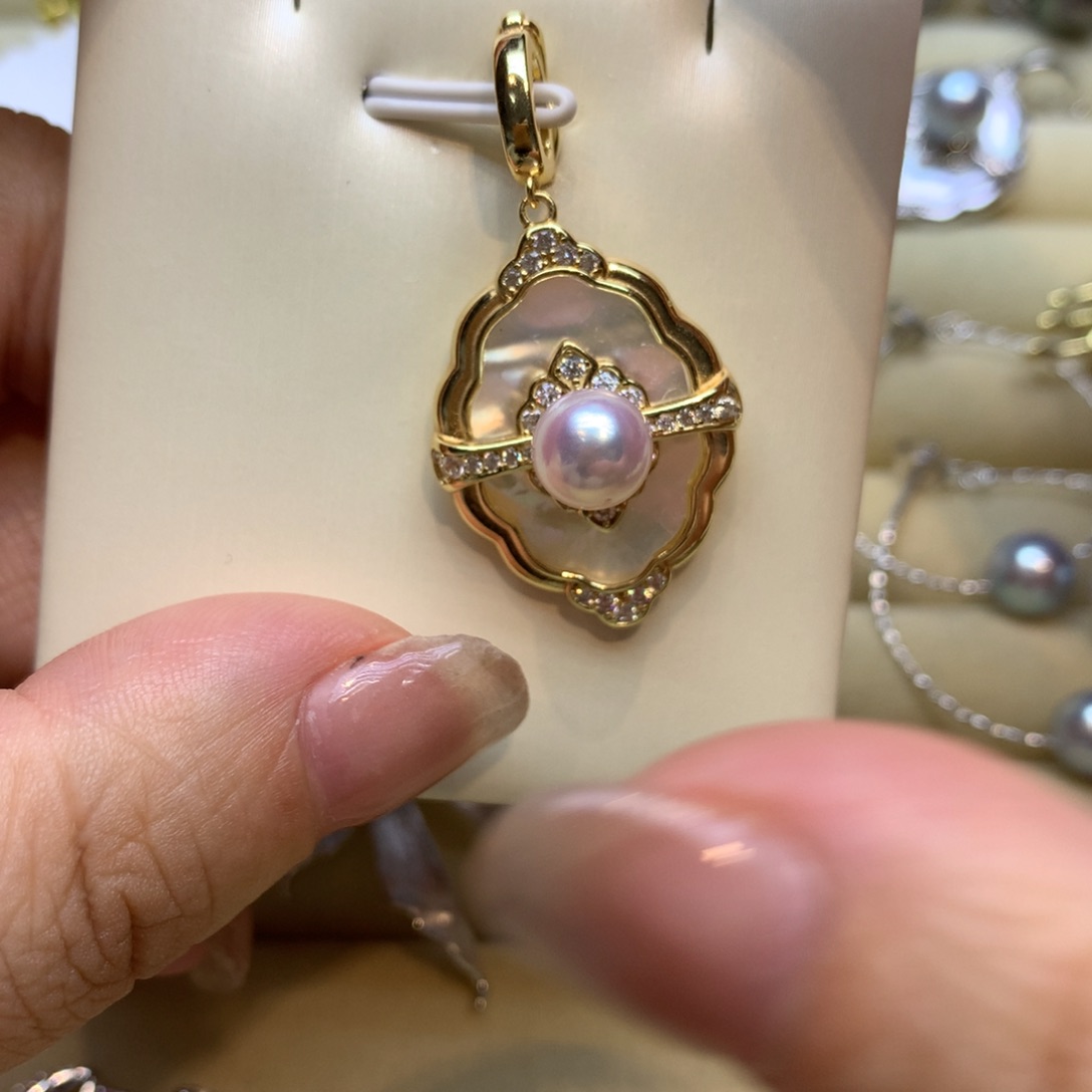 颈饰银S925镶嵌海水珍珠