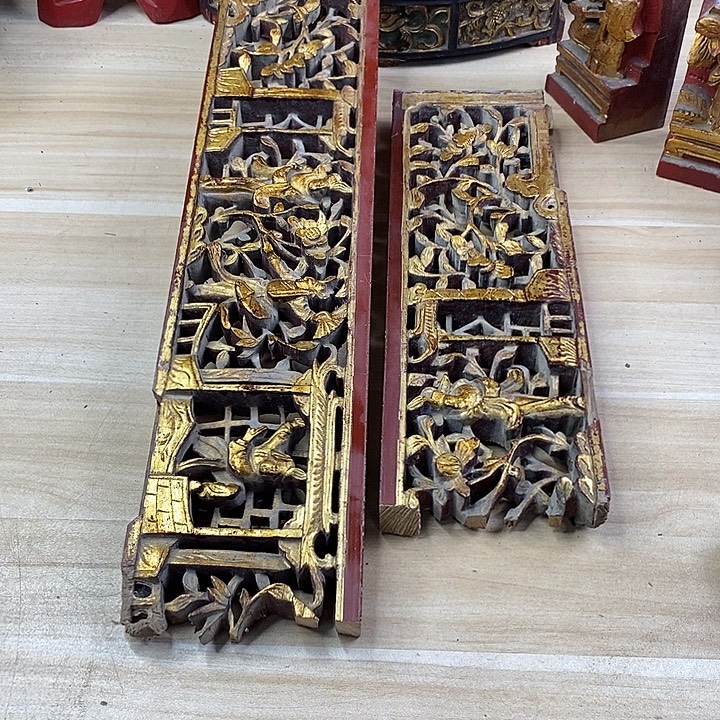 叶***舟香榧木茶室空间老木雕花板