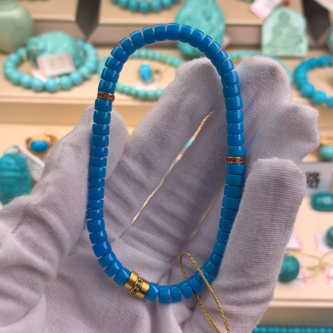 绿松石珠宝奇石18K金镶嵌