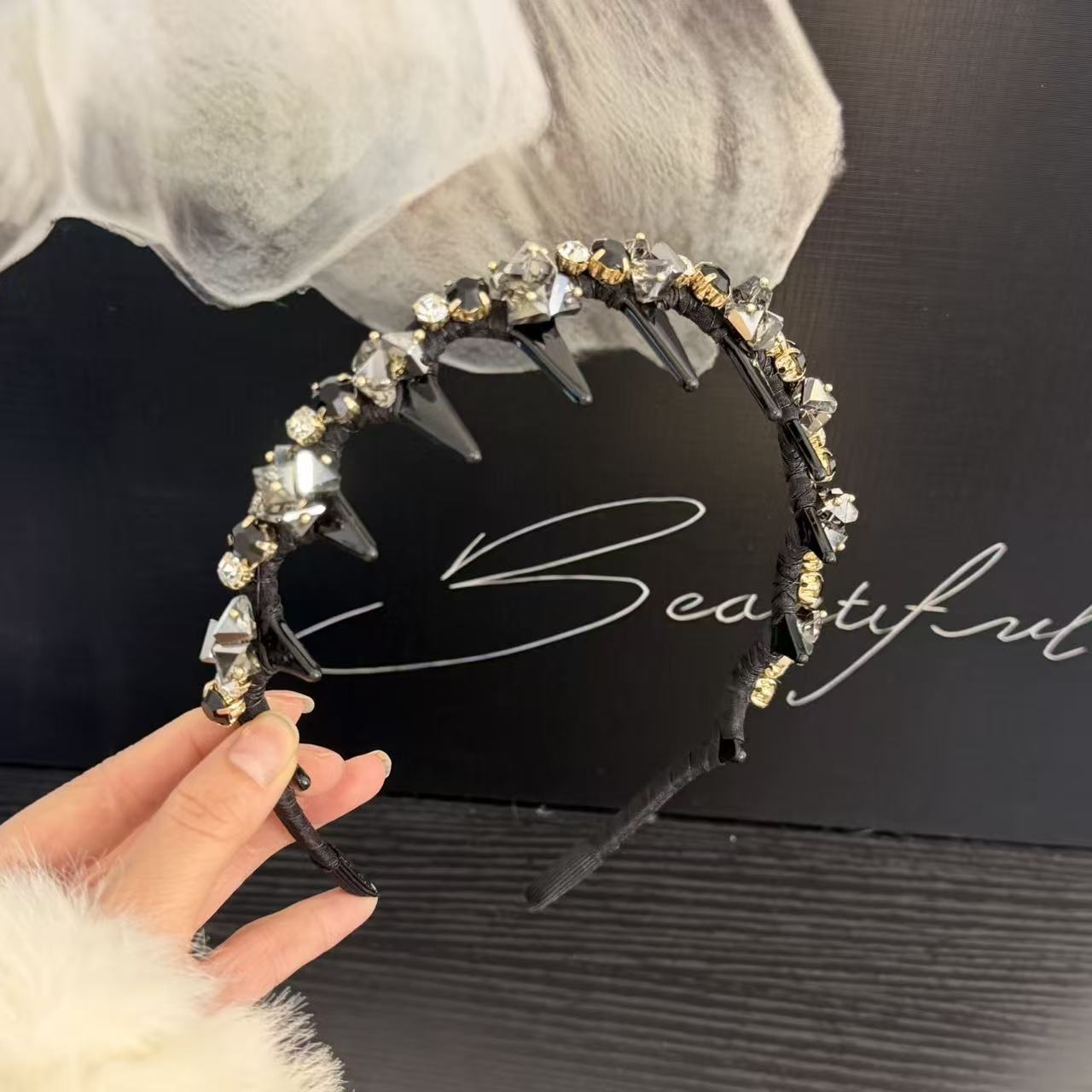 复古风女轻职风瑞丽风休闲风发箍黄色头饰百搭精致