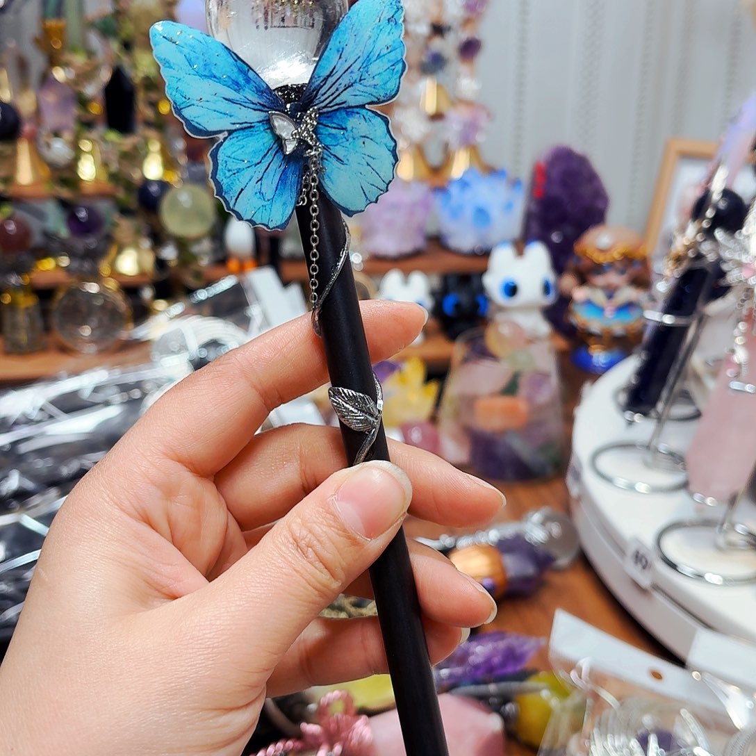 没***打有机玻璃天然水晶权杖